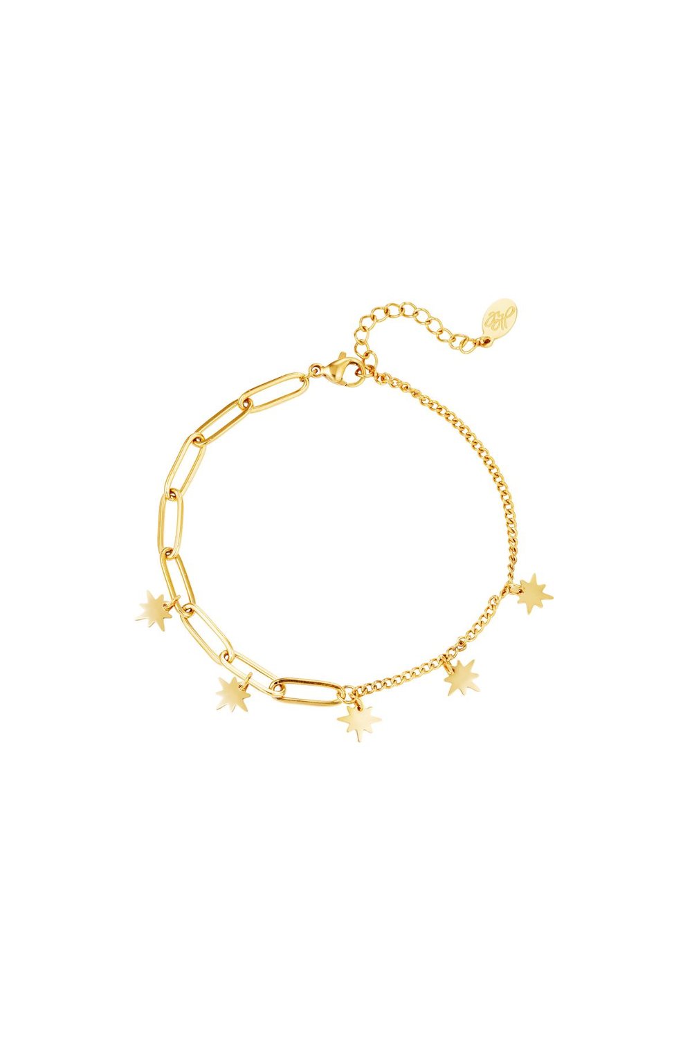 stainless steel bracelet with star charms