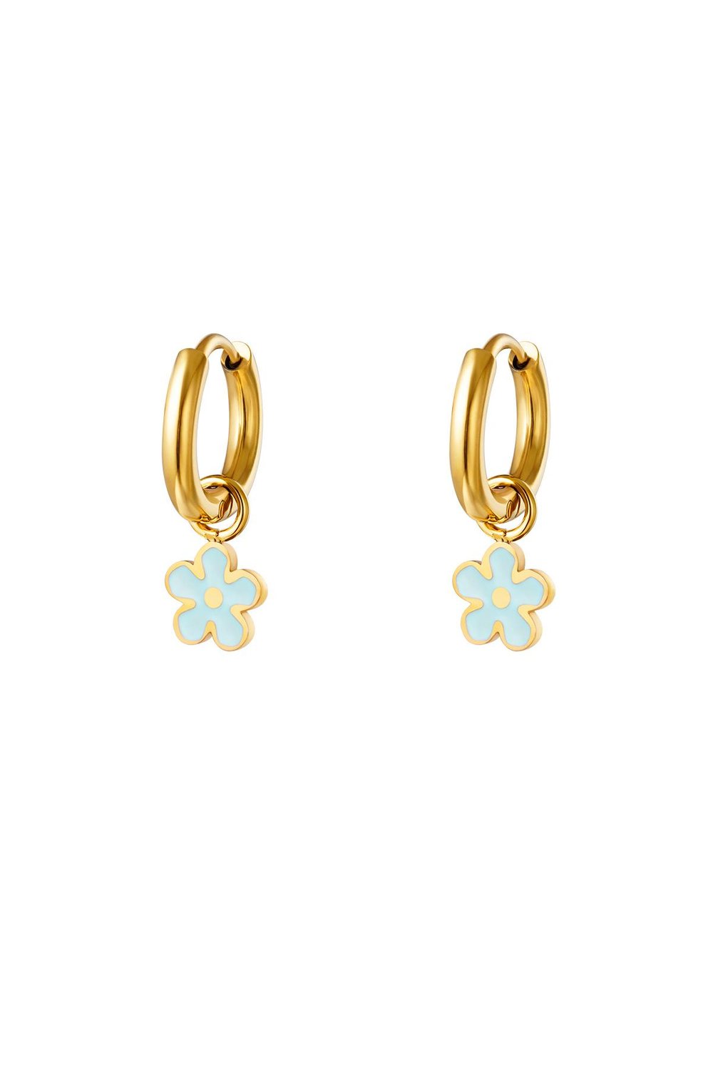 Boucles d'oreilles fleurs colorées en acier inoxydable Rose