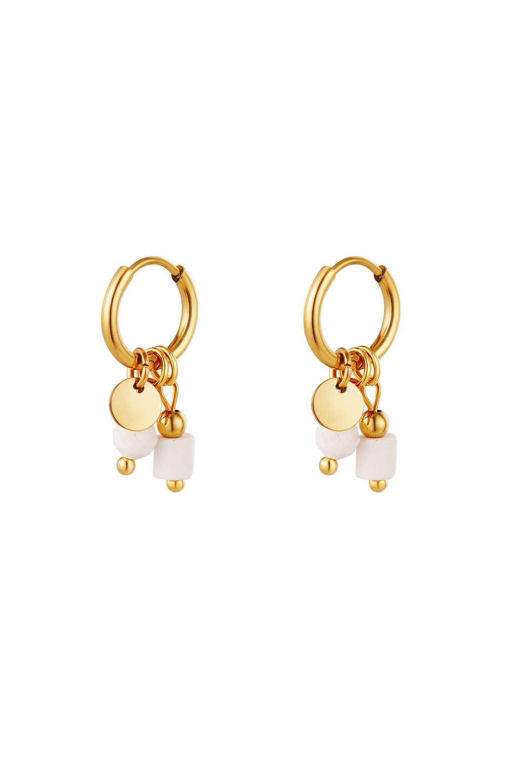 Golden stainless steel charm earrings Green 