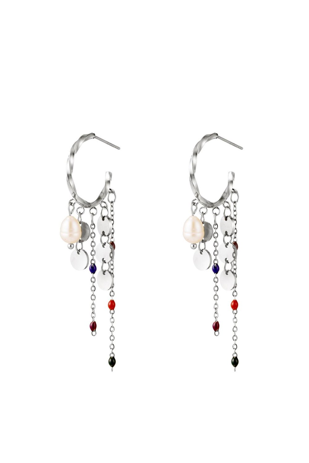 Shooting Circles Multicolered Earrings Gold Color Stainless Steel