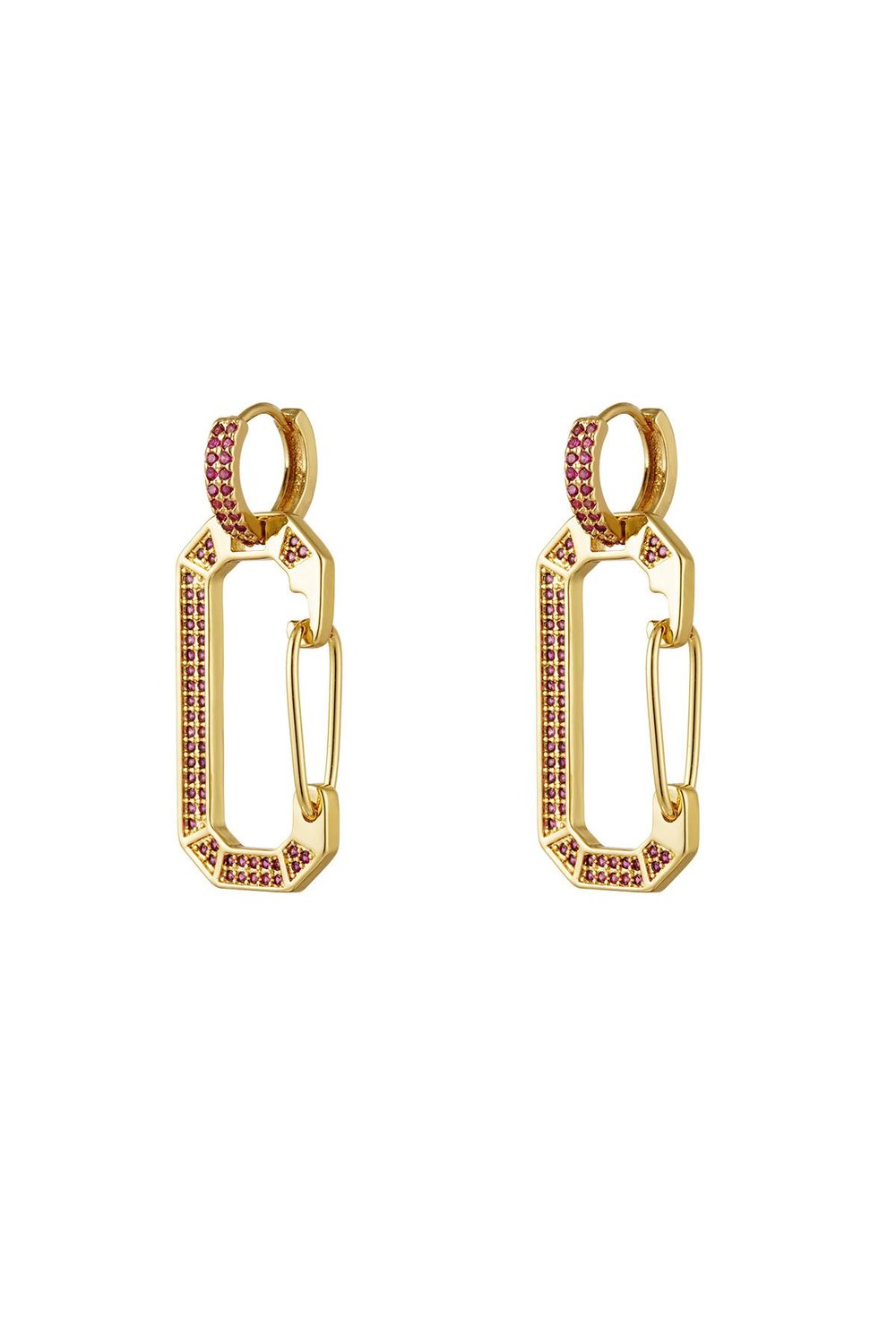 Gold Color earrings zircon Purple Copper