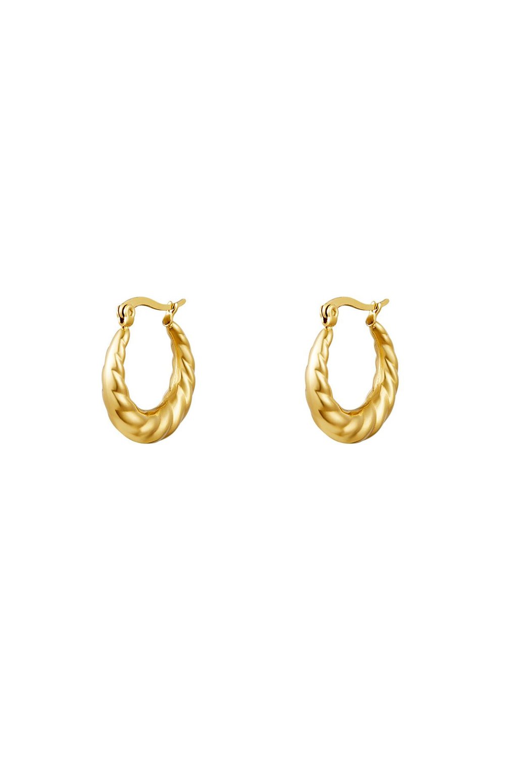 Earrings Baguette Gold Color Stainless Steel 