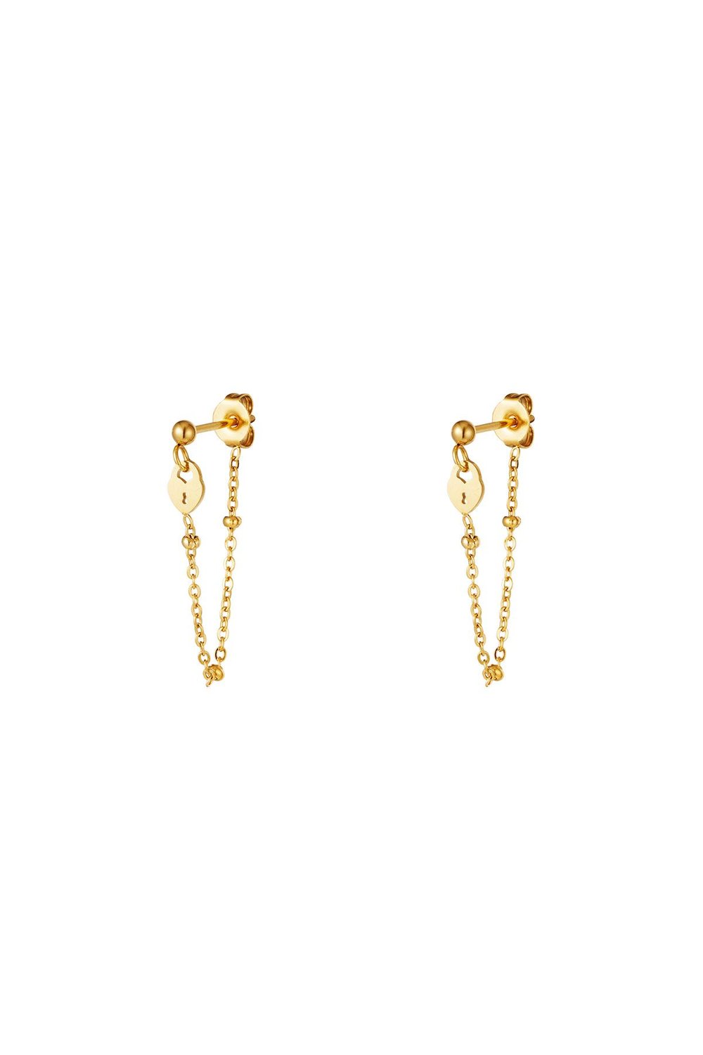 Earrings key lock Gold Color Stainless Steel