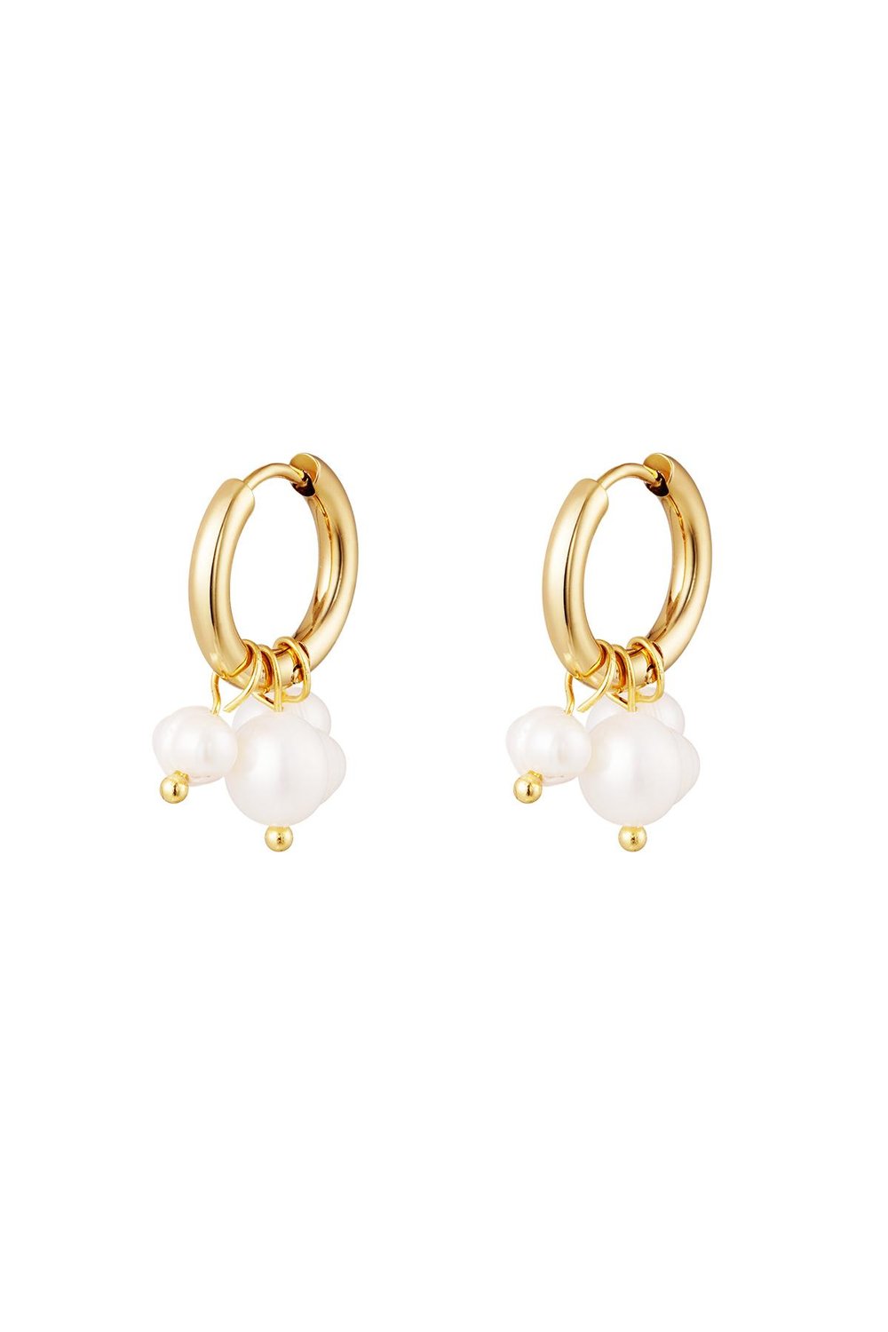 Earrings with dangling pearls Gold Color Stainless Steel