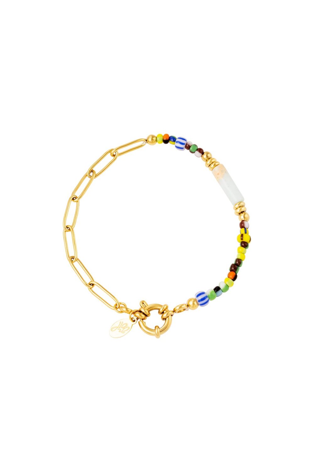 Beaded bracelet Gold Color Glass