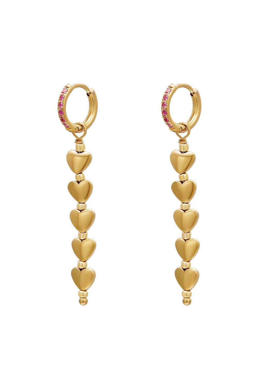 Five hearts earrings - #summergirls collection Pink & Gold Color Hematite 