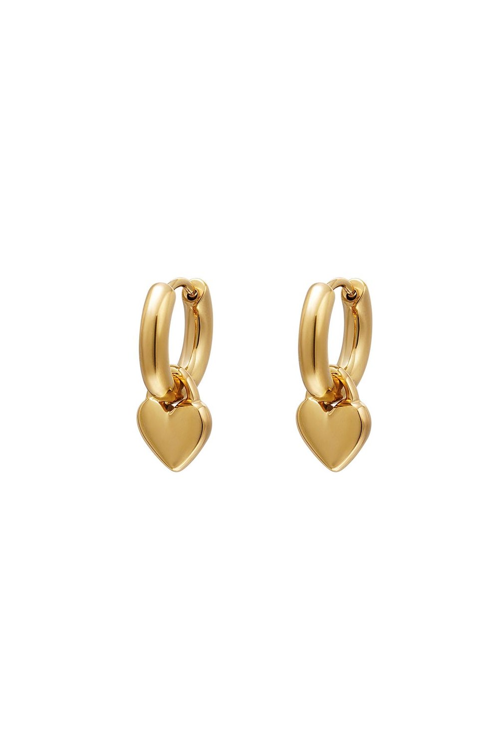 Heart earrings Gold Color Stainless Steel 