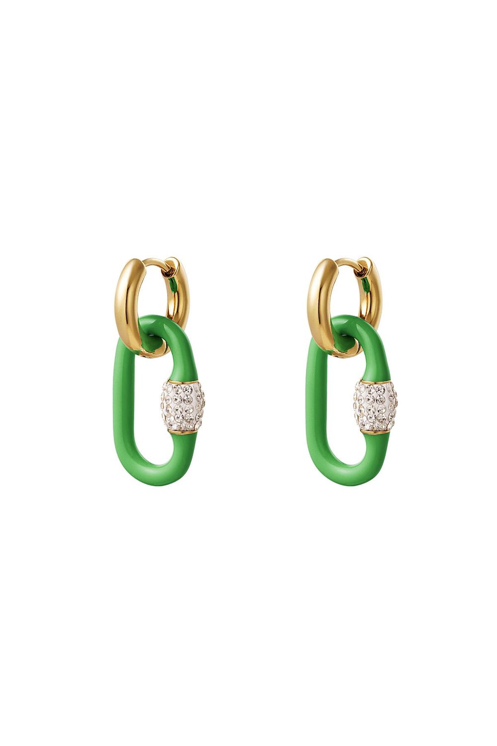 Orecchini ovali colorati charm Pink & Gold Stainless Steel