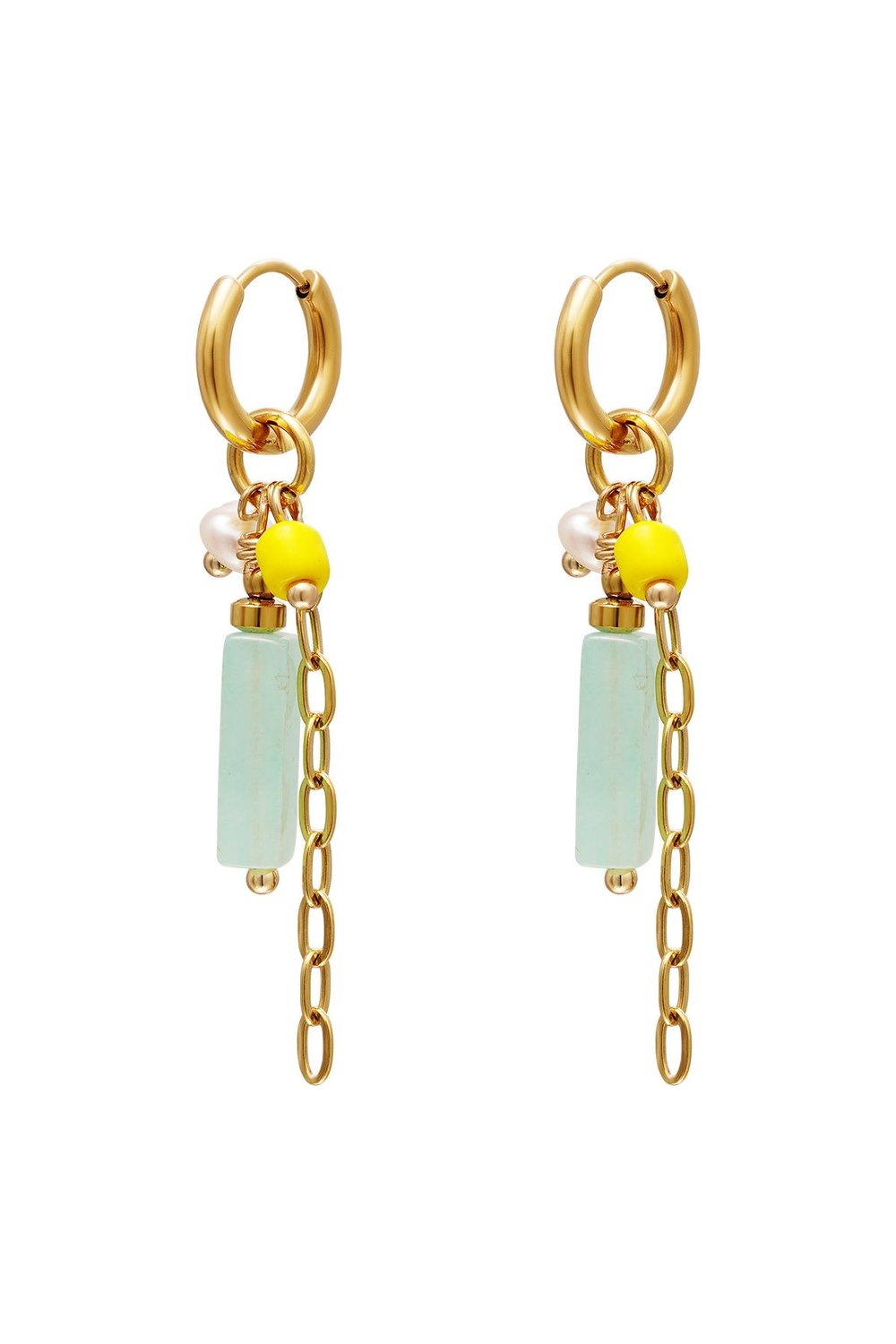 Coloured chain earrings White Gold Color Stainless Steel 