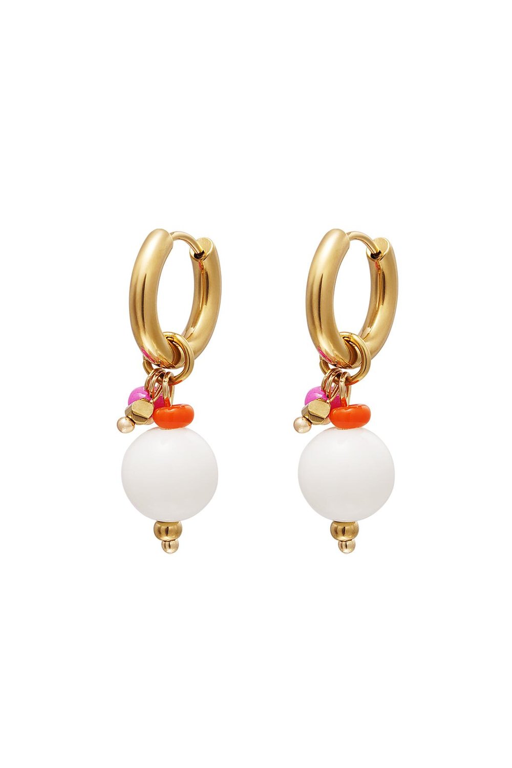 Orecchini con sfera pendente White gold Stainless Steel 