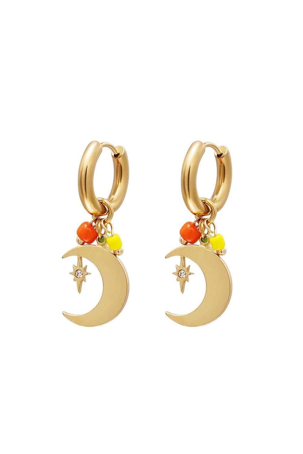 Dangling moon earrings Gold Color Stainless Steel 