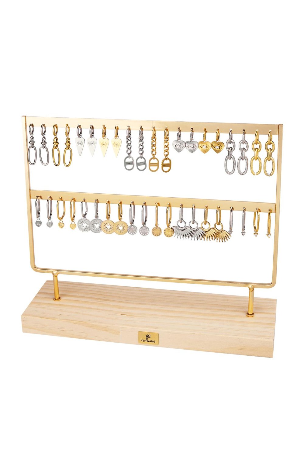 Display mit Ohrringen Silber und Goldfarbe Goldfarbe & Silber Edelstahl 