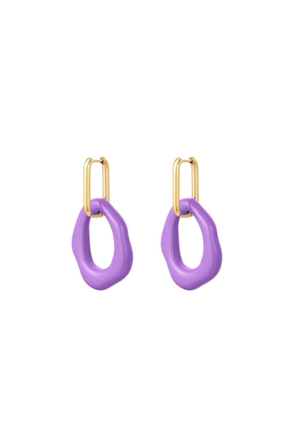 Acrylic circle earrings Fuchsia Stainless Steel 