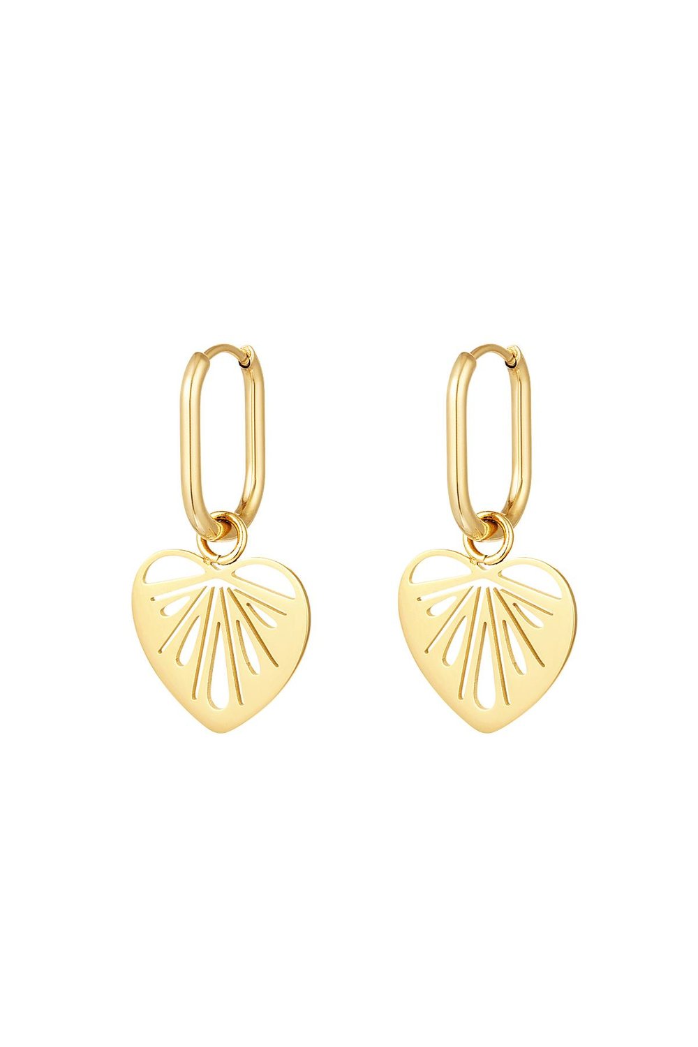 Cut out hearts earrings Gold Color Stainless Steel 