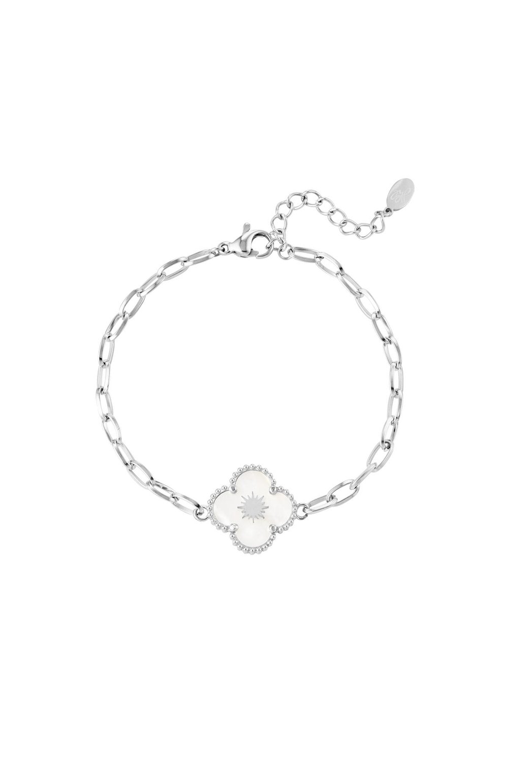 Bracelet 1 flower Silver Color Stainless Steel 