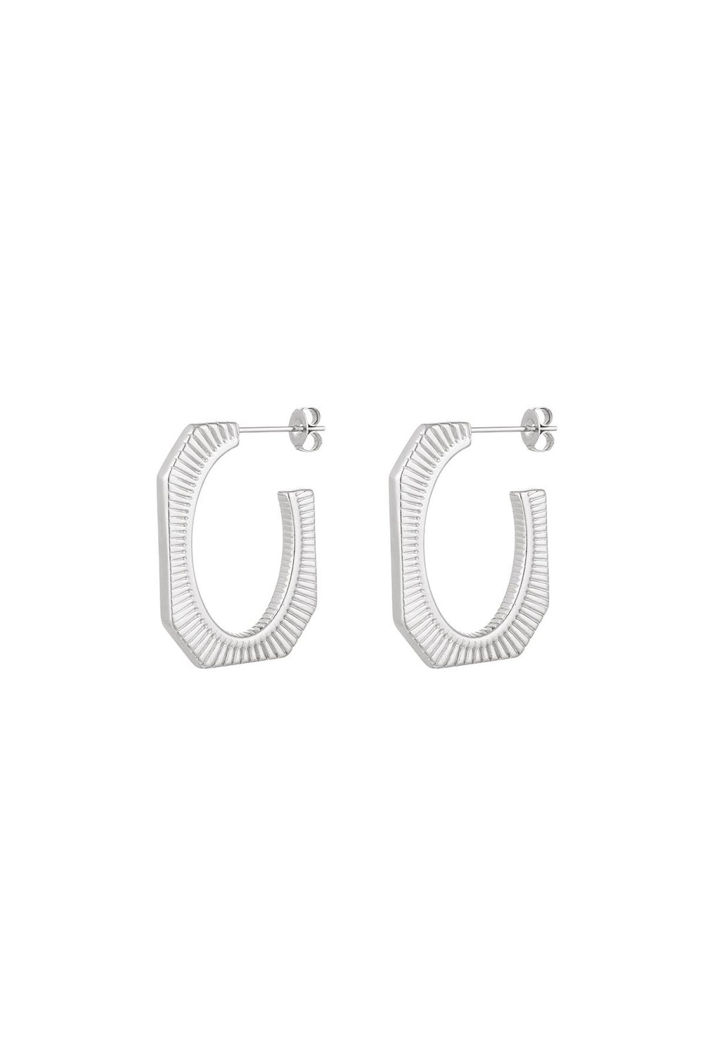 Earrings striped design Silver Color Stainless Steel