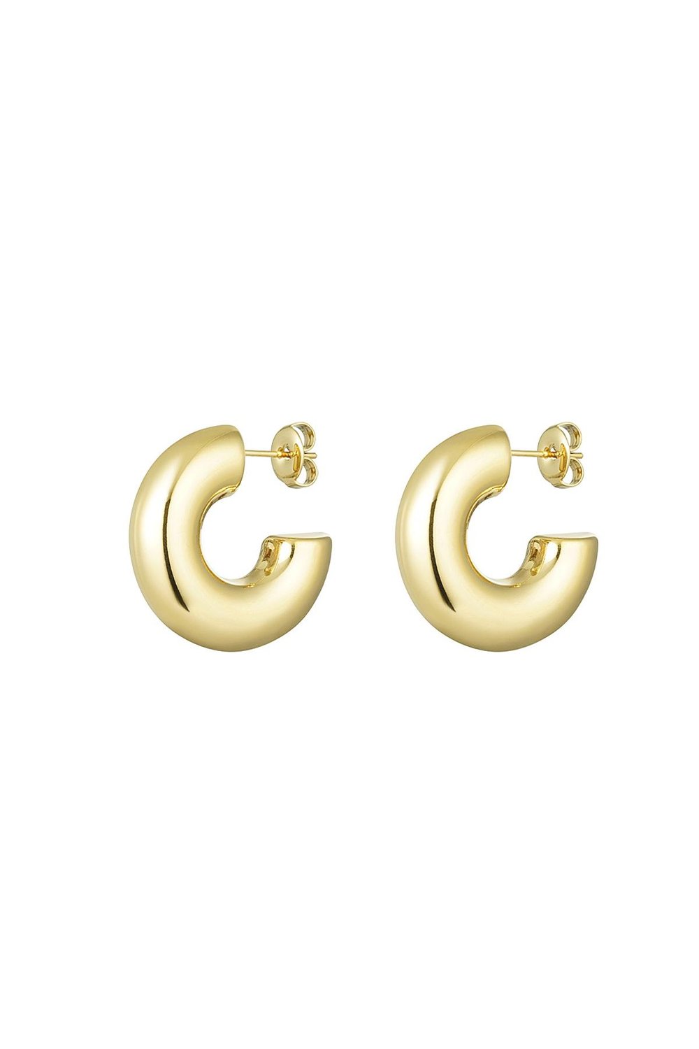 Ear studs half round basic Gold Color Stainless Steel 