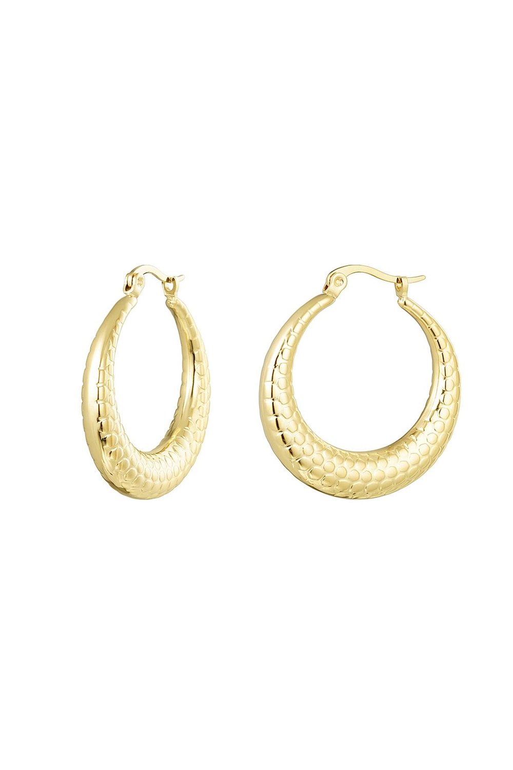 Earrings bubble print small Gold Color Stainless Steel 