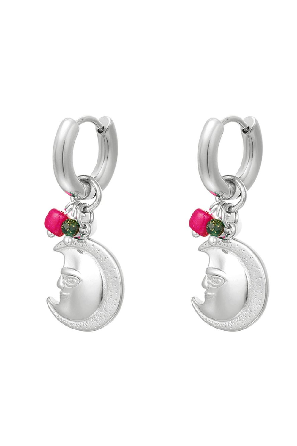 Ohrringe Mond mit Gesicht Silber Edelstahl h5Bild4