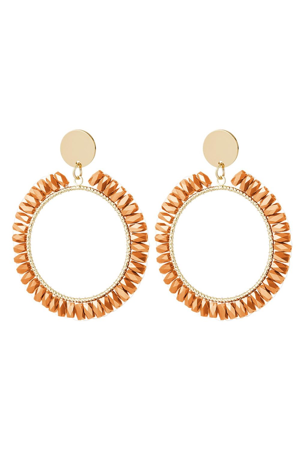 Earrings chic with crystal details Orange & Gold Color Copper