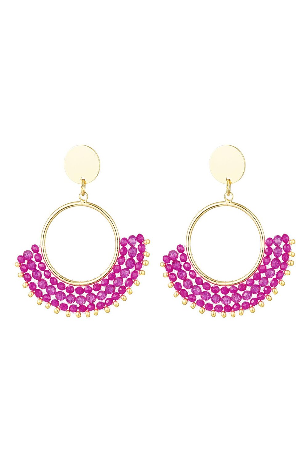 Earrings with crystal beads White Copper 