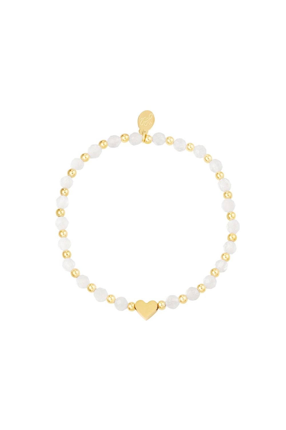 Bead bracelet with pearls Pink & Gold Color Stainless Steel 