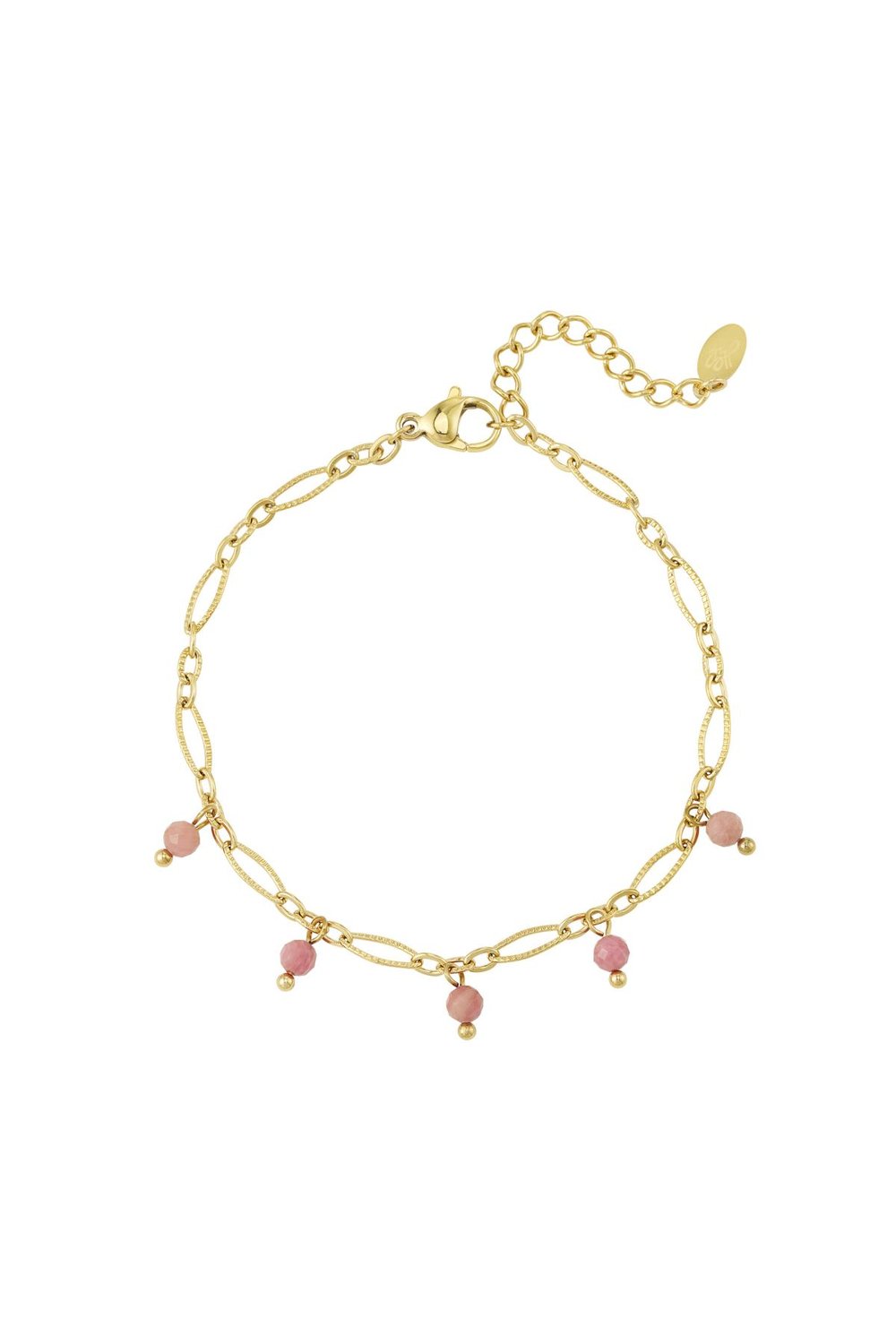 Bracelet links with beads - Natural stone collection Green & Gold Color Stainless Steel 