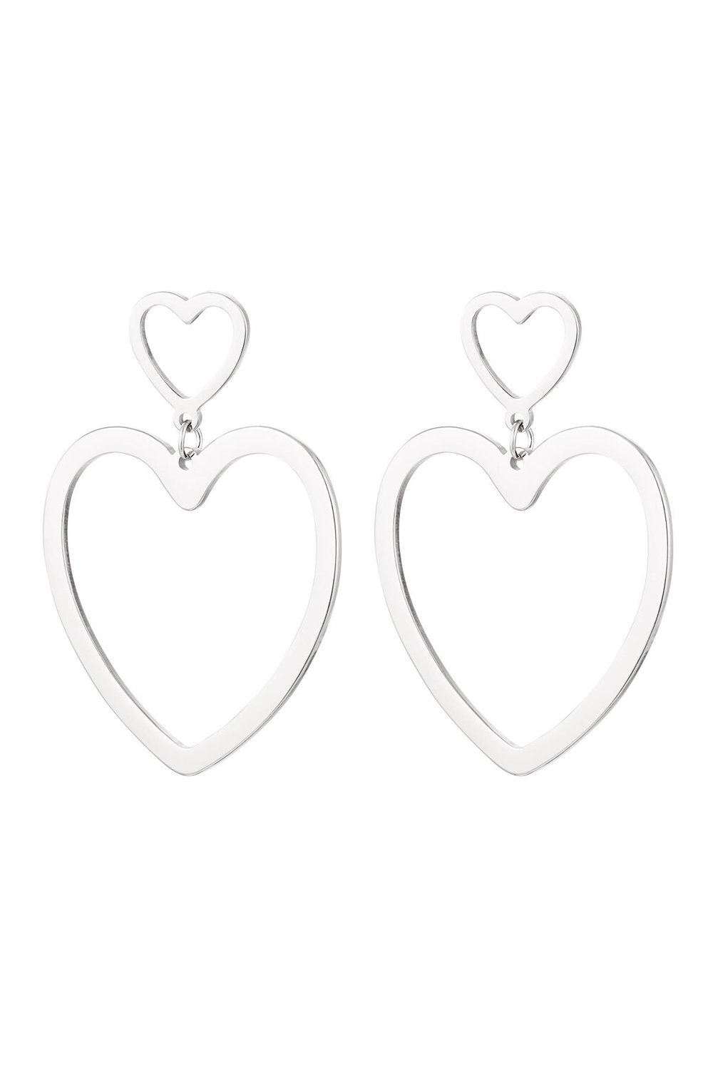 Heart earrings Silver Color Stainless Steel 