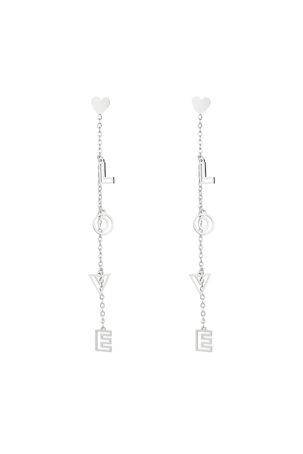 Stud earrings love Silver Color Stainless Steel 
