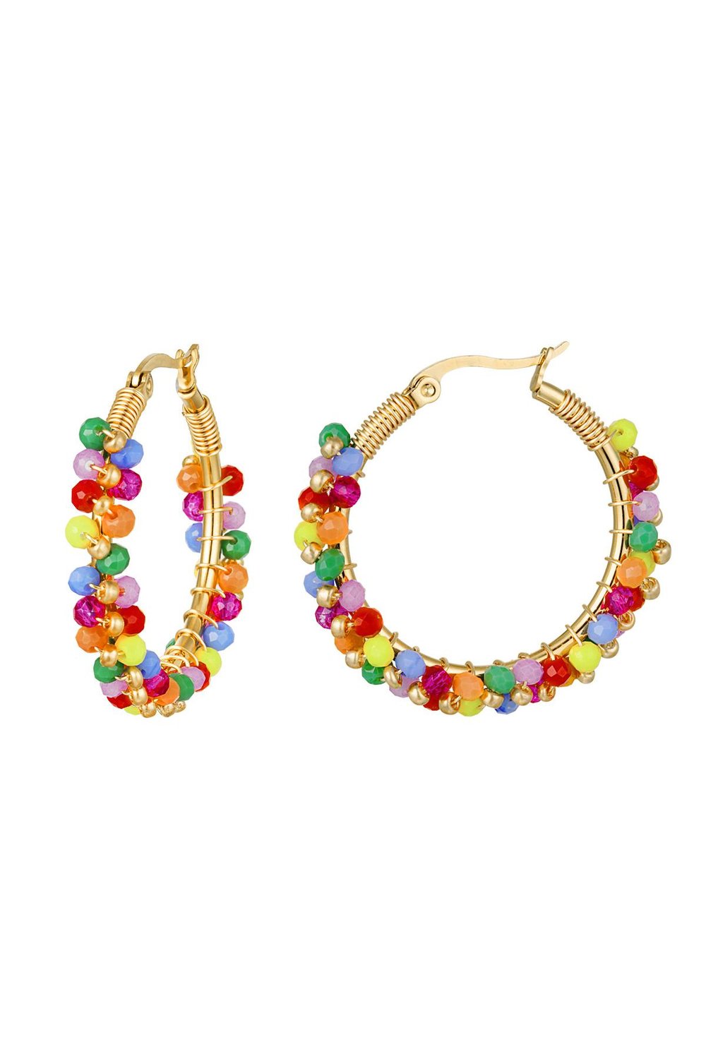 Earrings bead party Fuchsia Stainless Steel 