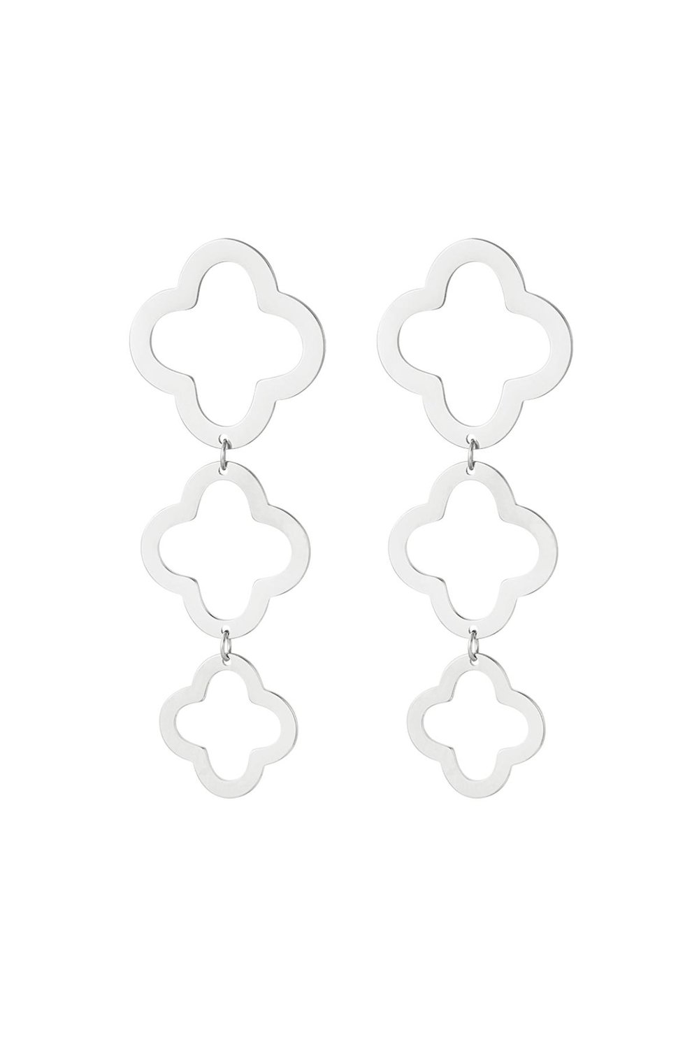 Statement earrings clovers Gold Color Stainless Steel 