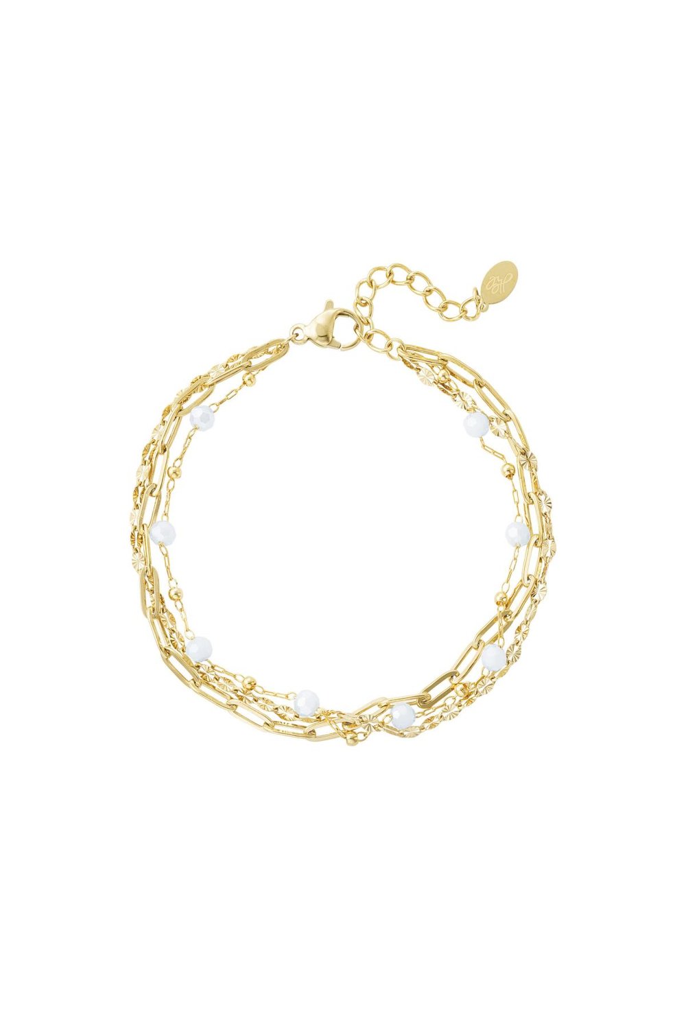 Bracelet three layers of colored details Gold color Stainless Steel (Pack with plastic bag) 