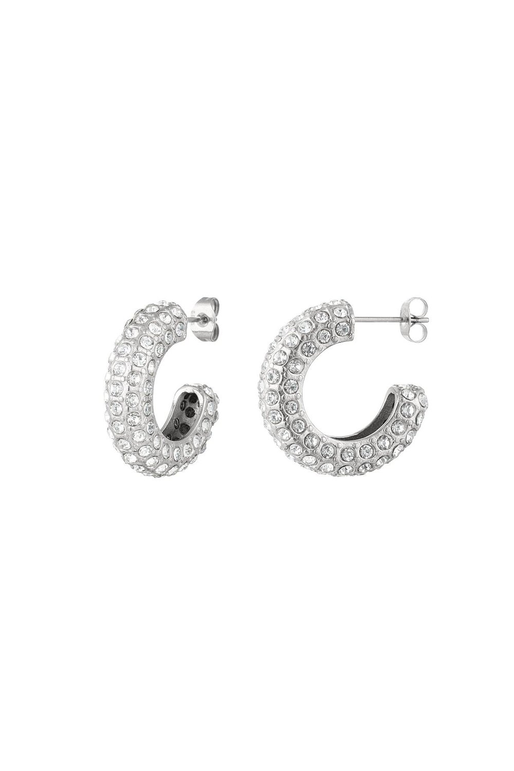 Ear studs zircon Silver Color Stainless Steel