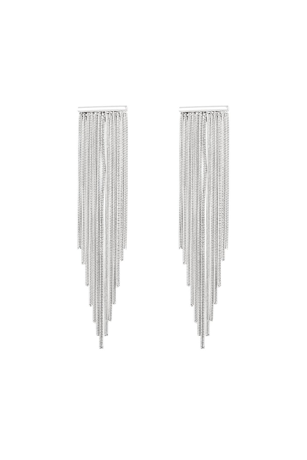 Statement earrings point Silver Color Stainless Steel 