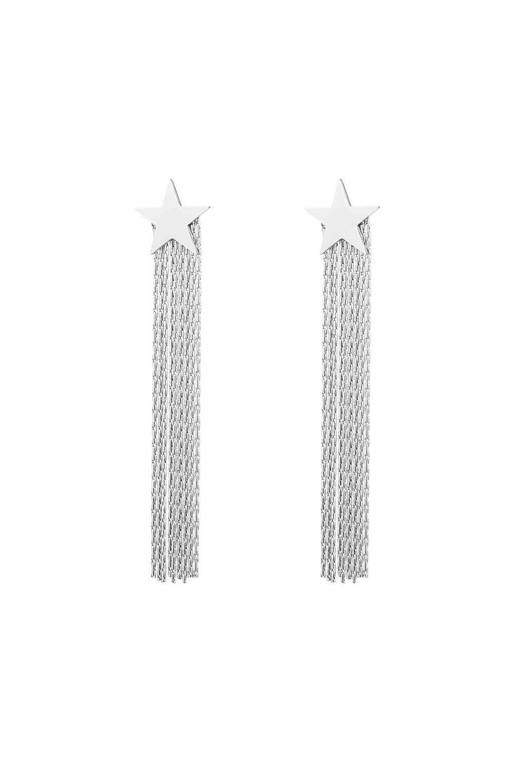 Statement earrings star Silver Color Stainless Steel 