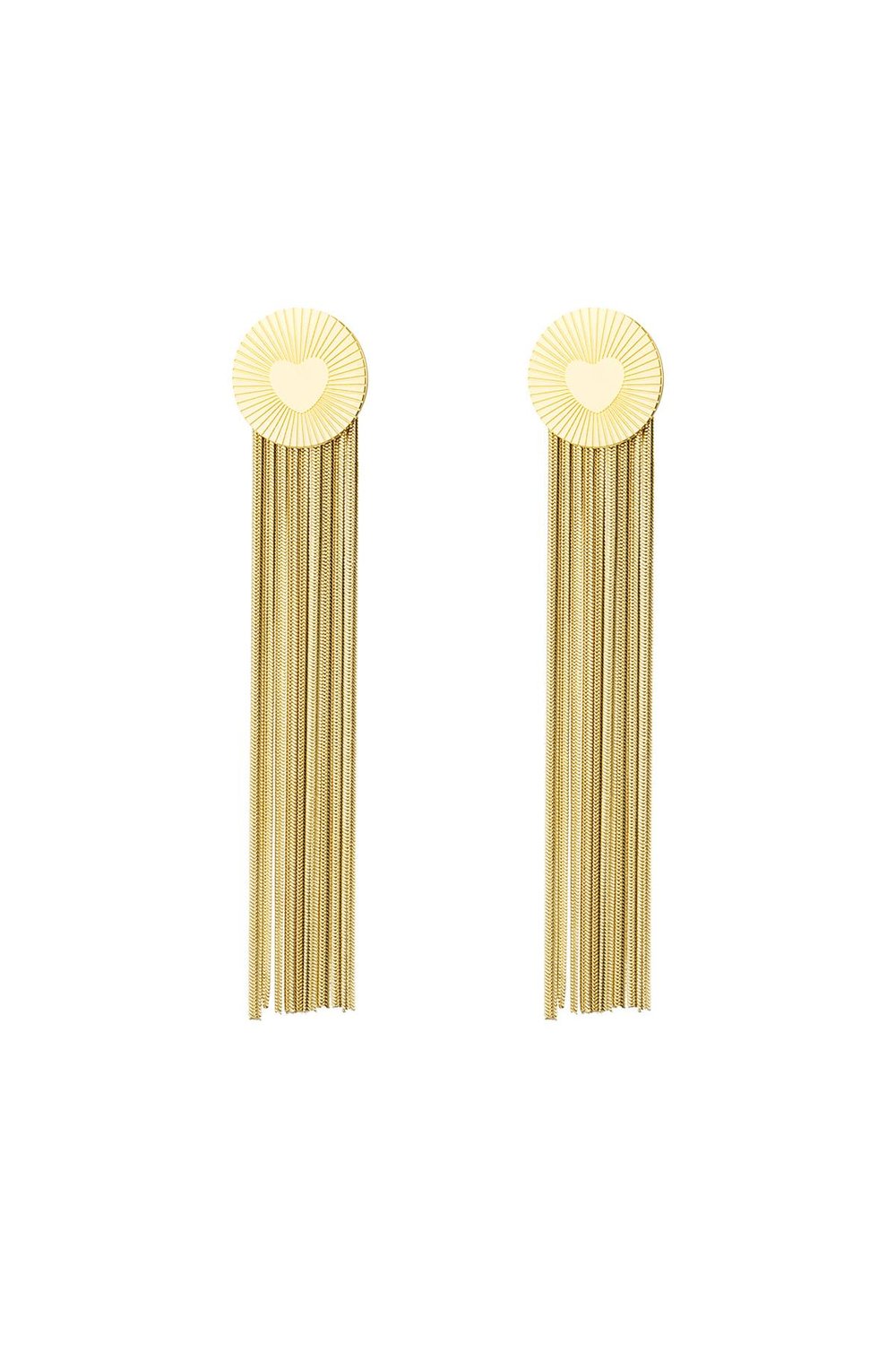 Statement earrings round/heart Gold Color Stainless Steel 