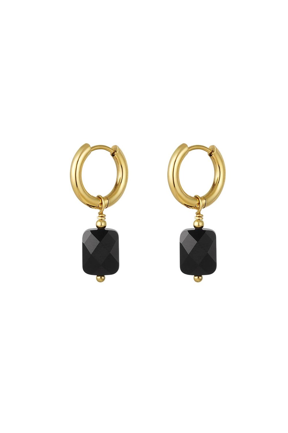 Earrings basic with stone Gold Color Stainless Steel 