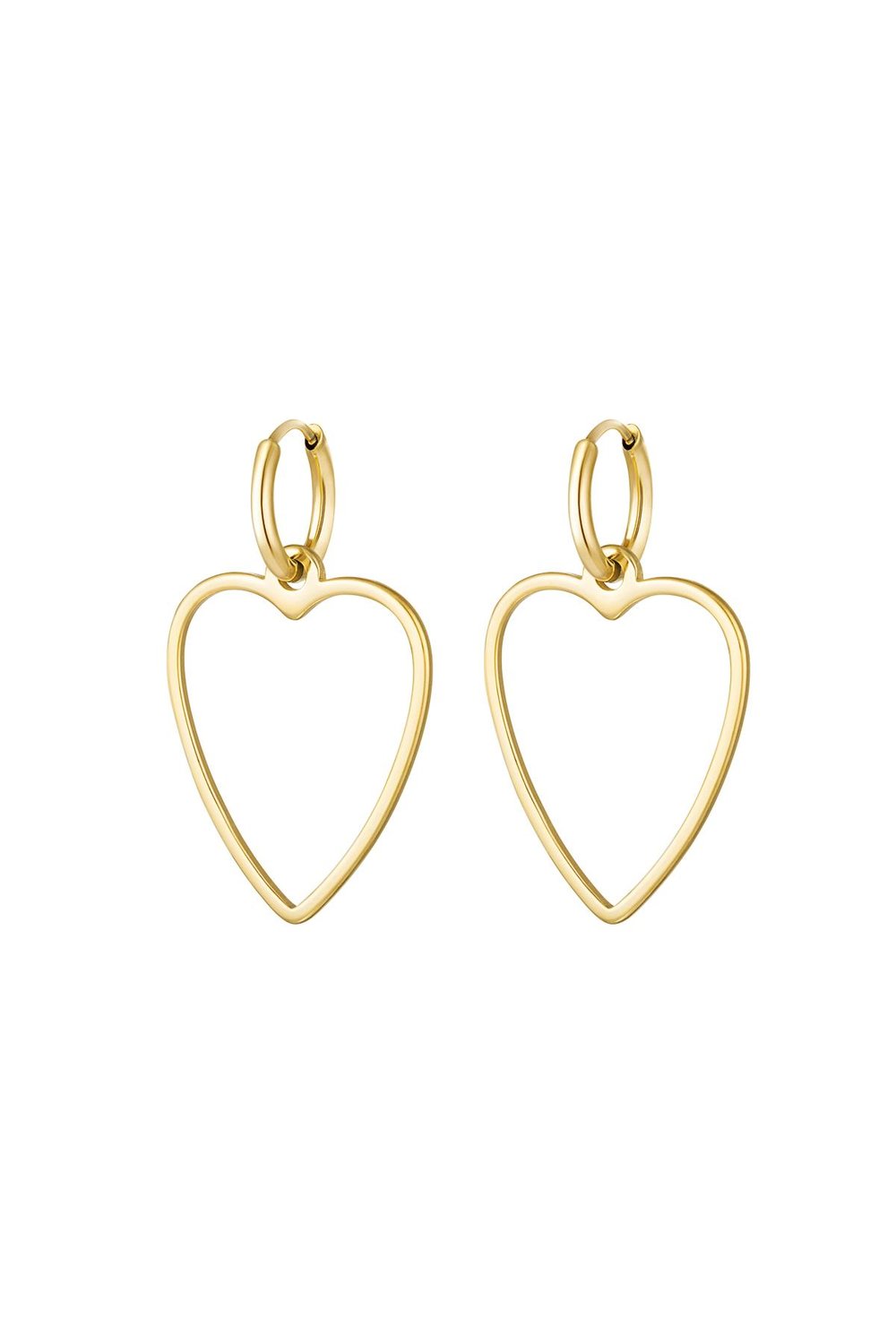 Earrings basic heart Gold Color Stainless Steel 