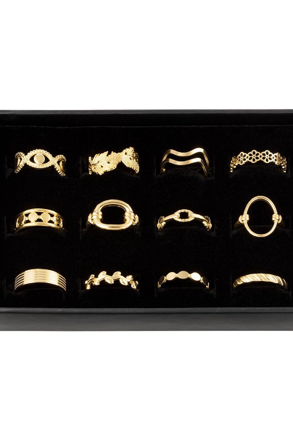 Displaybox 12 Ringe Goldfarbe Edelstahl One size Bild4