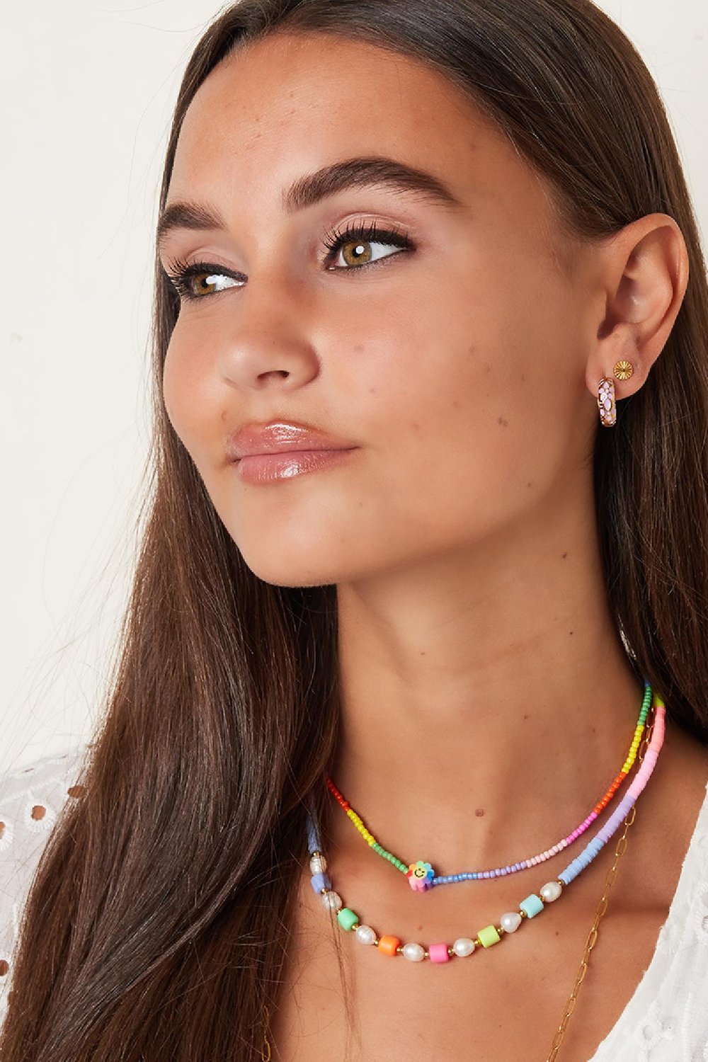 Blumen-Smiley-Halskette - Rainbow-Kollektion Multi Edelstahl Bild3