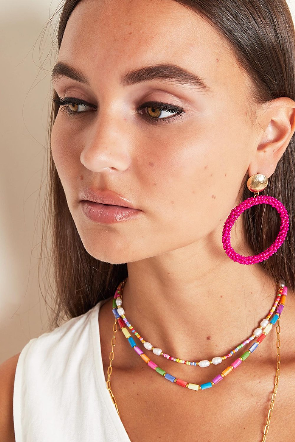 Bunte Perlenkette - Rainbow-Kollektion Multi Edelstahl h5Bild2