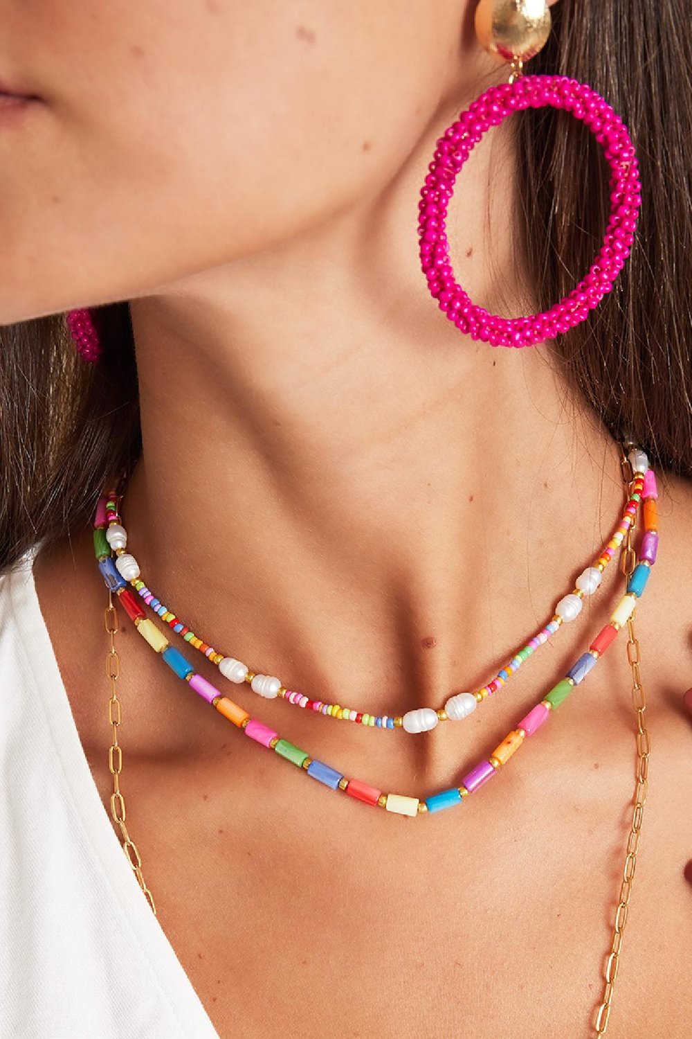 Bunte Perlenkette - Rainbow-Kollektion Multi Edelstahl h5Bild3