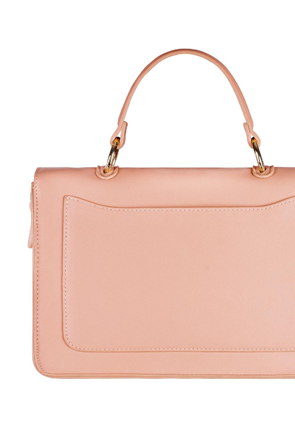 Tas van PU-imitatieleer met handvat en schouderband en metalen details Roze PU Afbeelding7