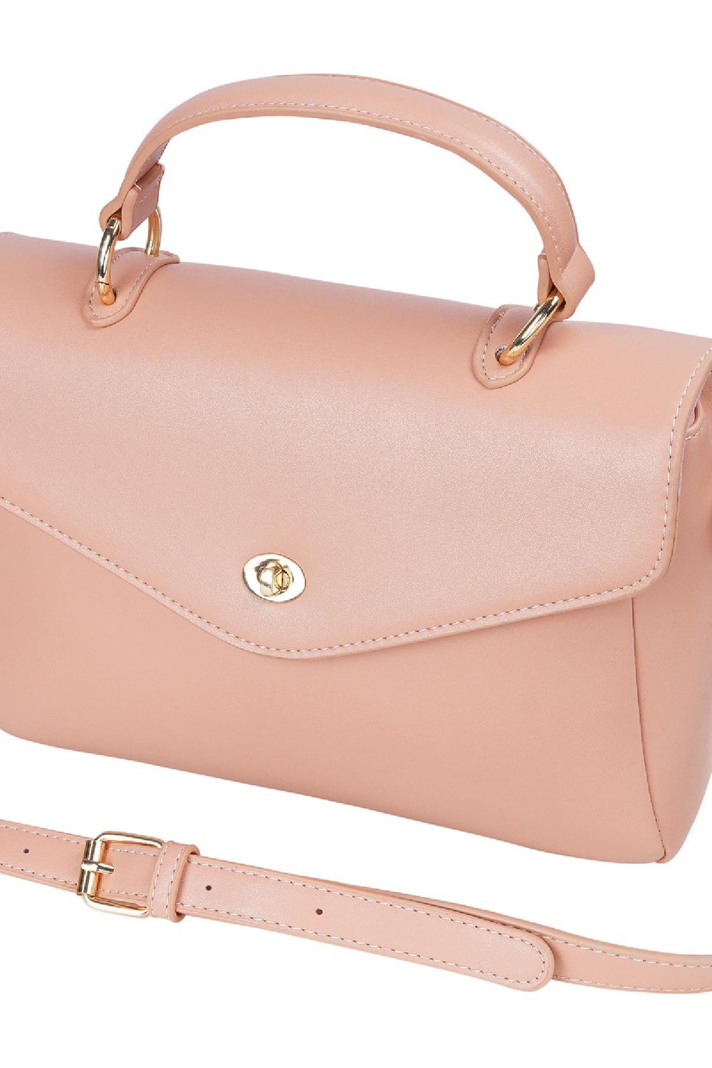 Tas van PU-imitatieleer met handvat en schouderband en metalen details Roze PU Afbeelding8