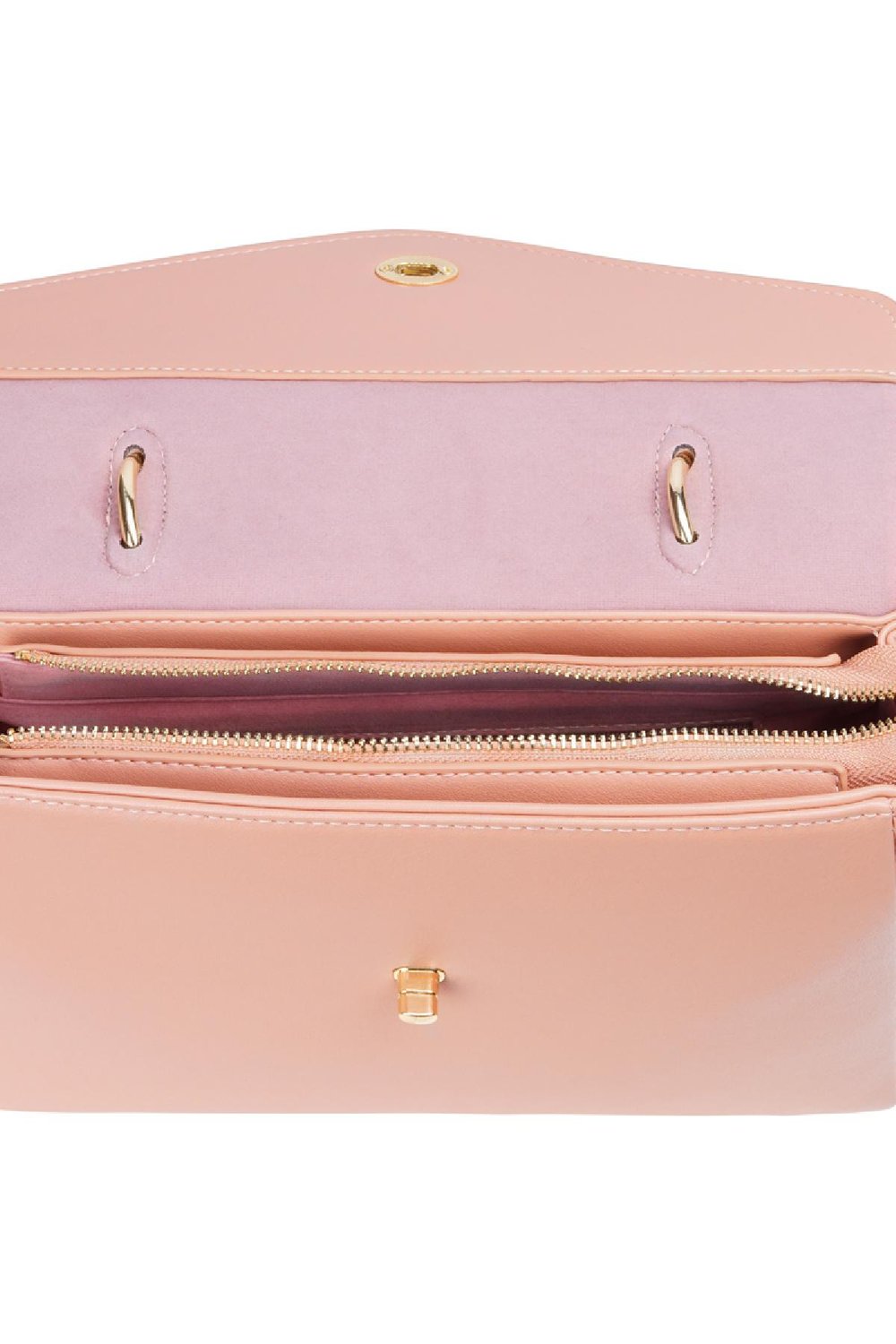 Tas van PU-imitatieleer met handvat en schouderband en metalen details Roze PU Afbeelding9