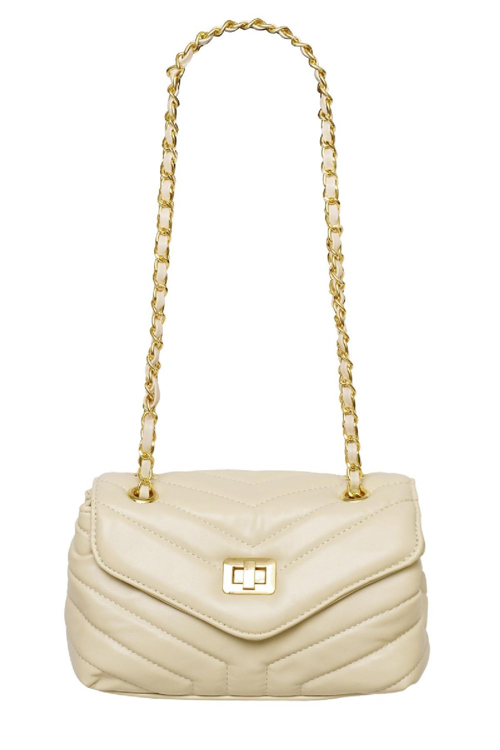 PU leren tas gestikt Off-white h5Afbeelding3