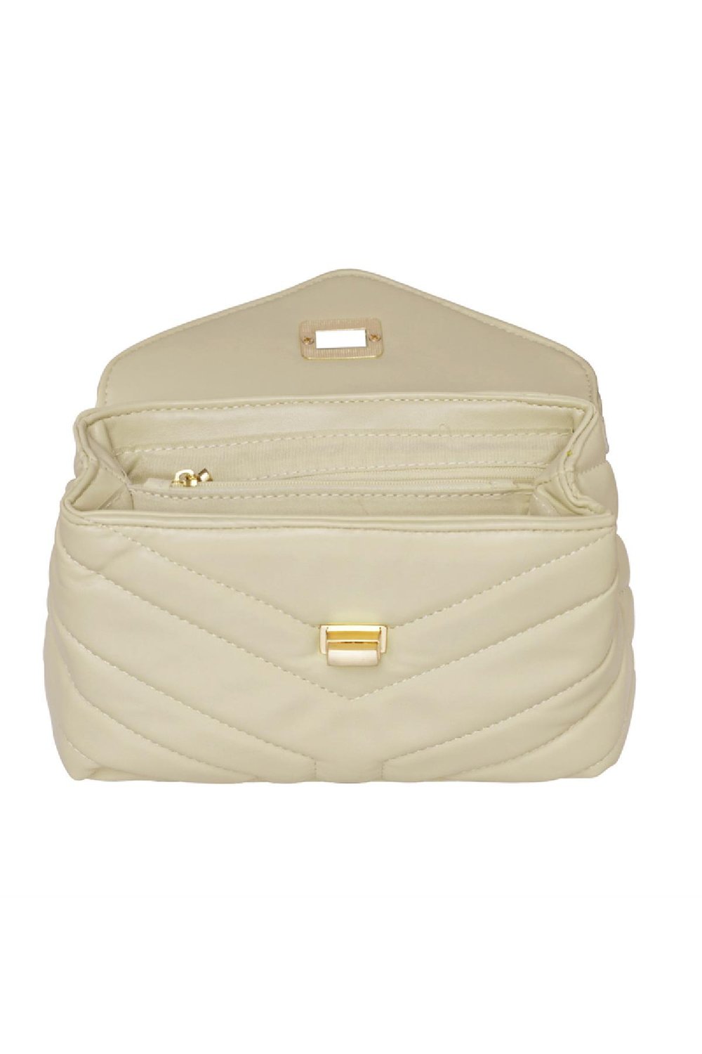 PU leren tas gestikt Off-white h5Afbeelding5