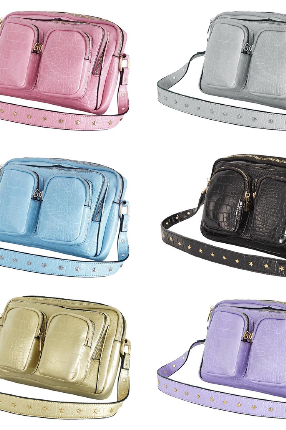 Umhängetasche kroko Silber Polyurethan h5Bild2