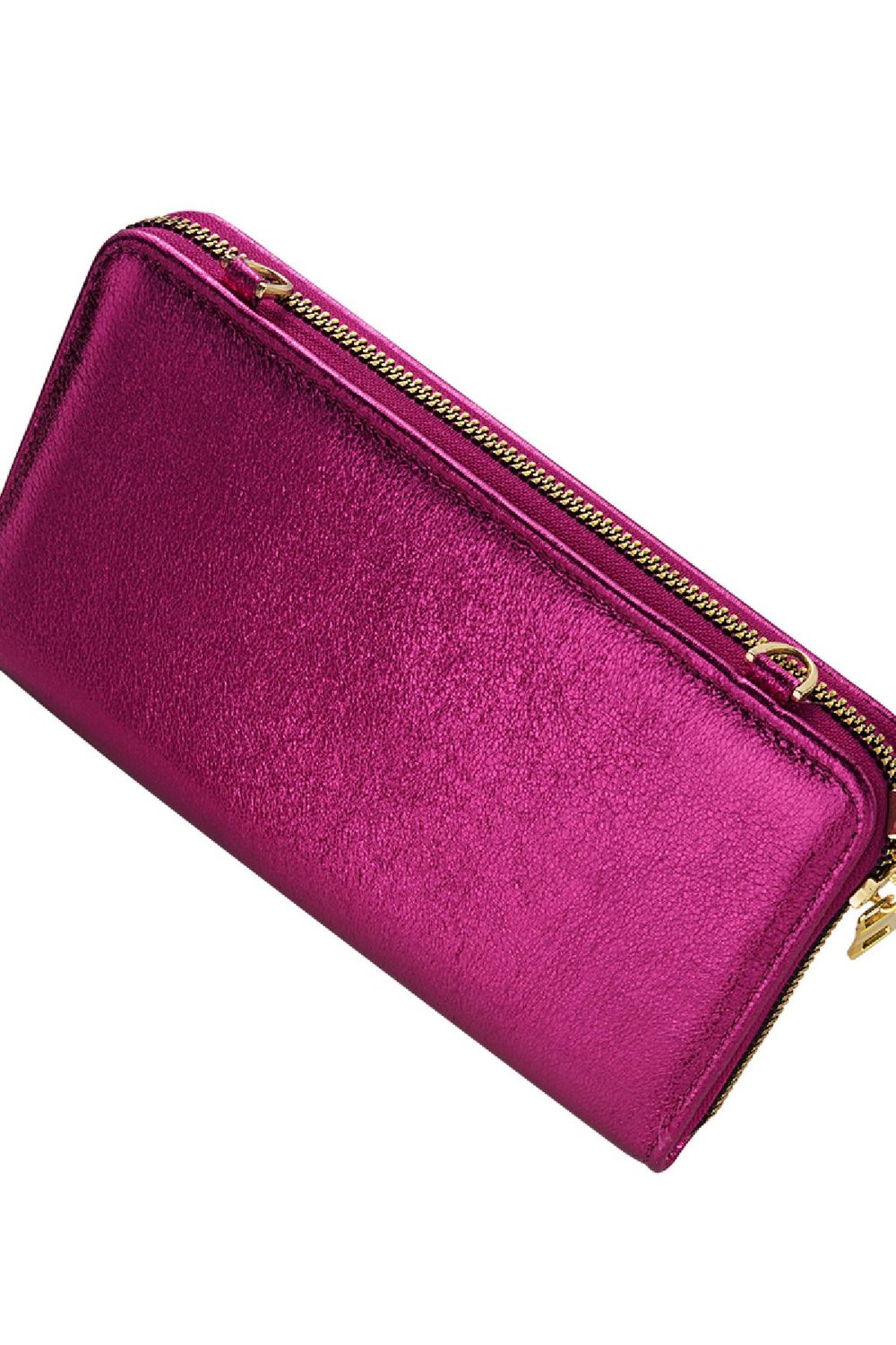 Clutch aus PU-Leder Metallic mit Fronttasche Fuchsia Polyurethan Bild4