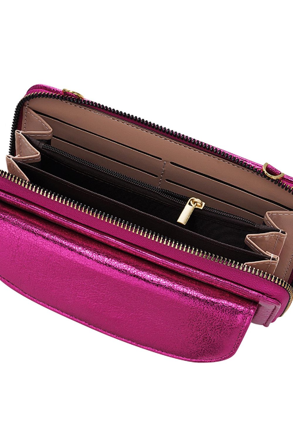 Clutch aus PU-Leder Metallic mit Fronttasche Fuchsia Polyurethan Bild6
